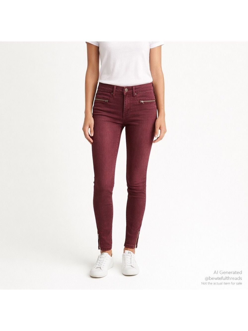 Abercrombie & Fitch 8R Burgundy Super Skinny High Rise Zip Ankle Jeans